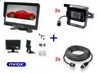 Zestaw Monitor LCD 7" z obsługa do 2 kamer 4PIN 12V 24V 2 Samochodowe kamery cofania oraz 2 kable 4PIN o długości 10m - NVOX HM742-GDB2094-4PIN10m